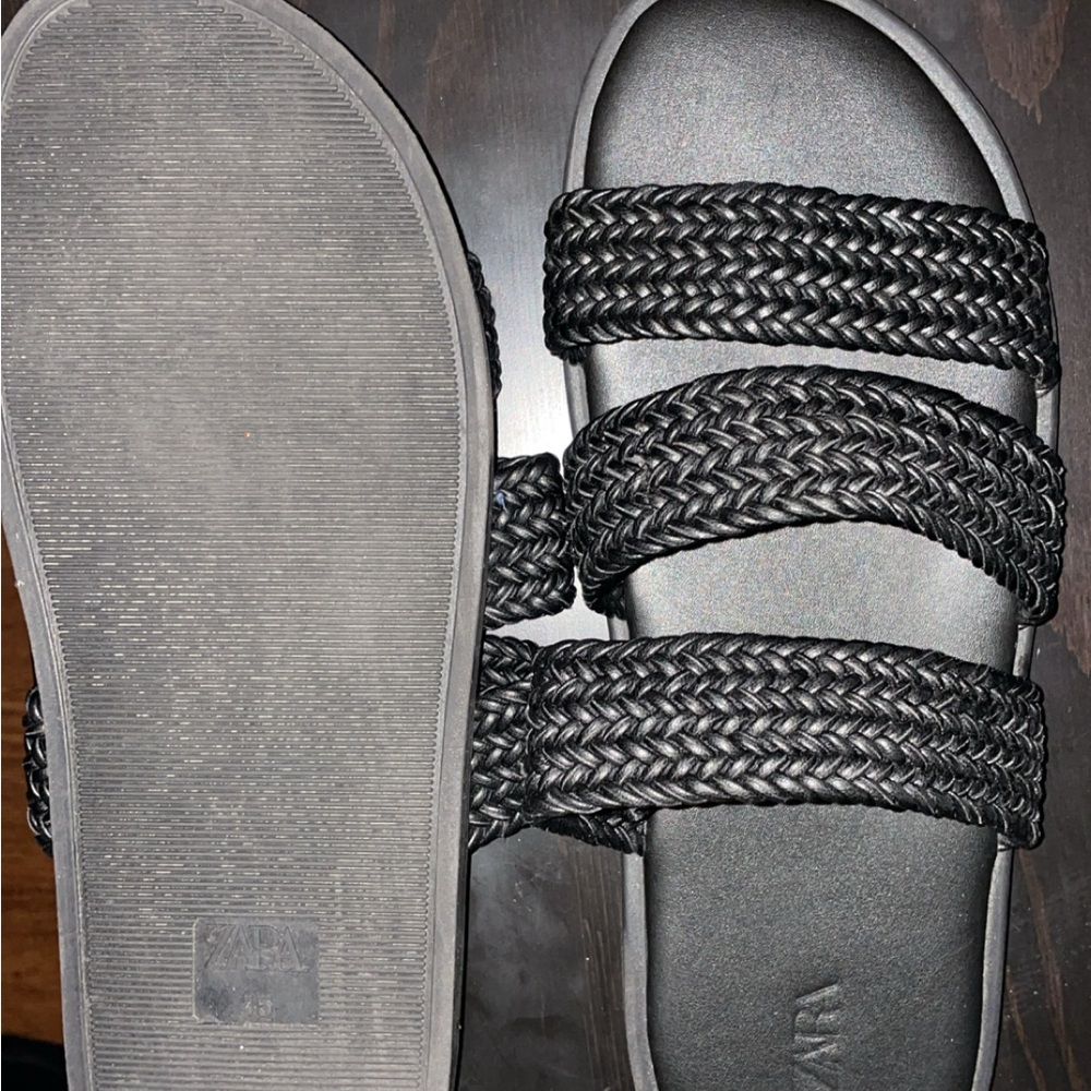 Zara Black Braided Sandals